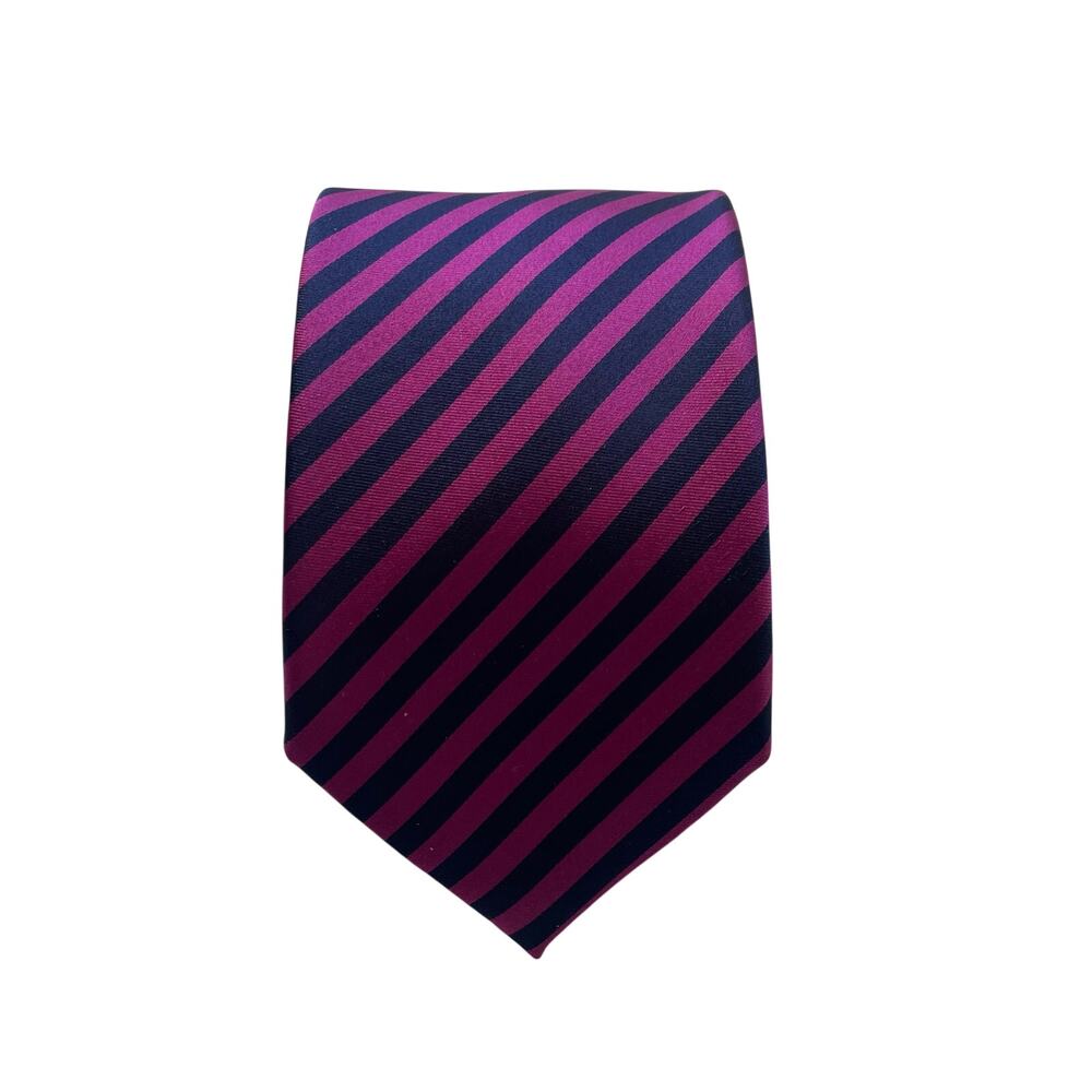 Men's Haines & Bonner of London Silk Pink and Navy Striped Neck Tie